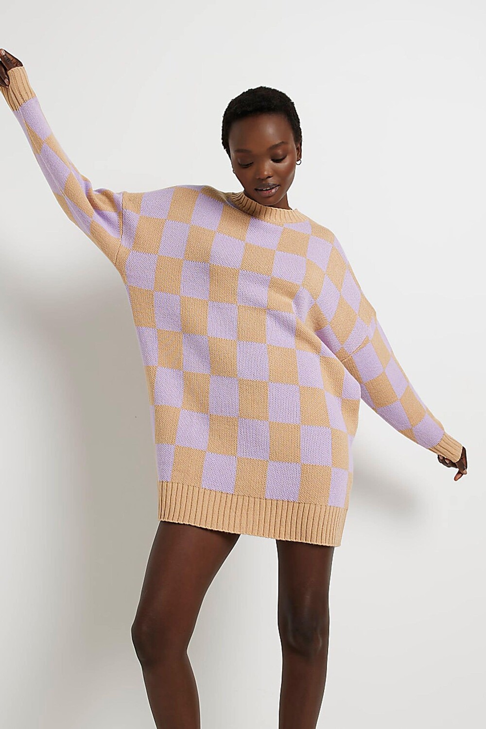

Трикотажное платье в клетку River Island, фиолетовый
