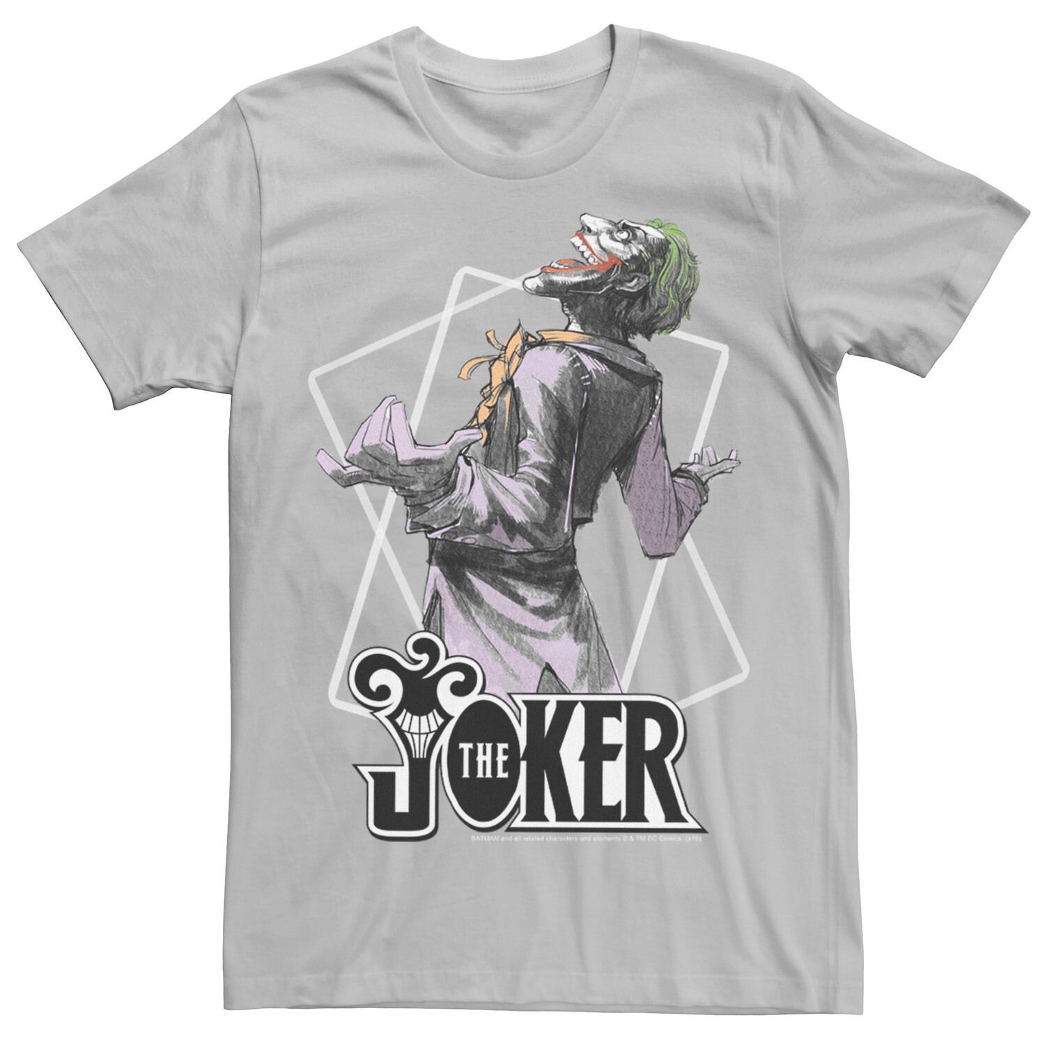 

Мужская футболка The Joker Card Outline DC Comics, серебристый