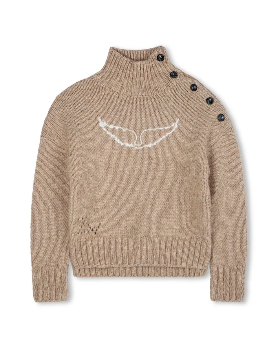 

Детский джемпер коричневого цвета с длинными рукавами Zadig & Voltaire