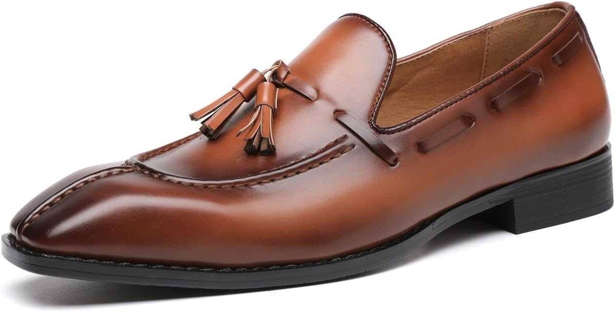 

Мужские лоферы Santimon Mens, повседневные слипоны для торжеств, свадебные лоферы с кисточками, туфли для выпускного для мужчин, Tan