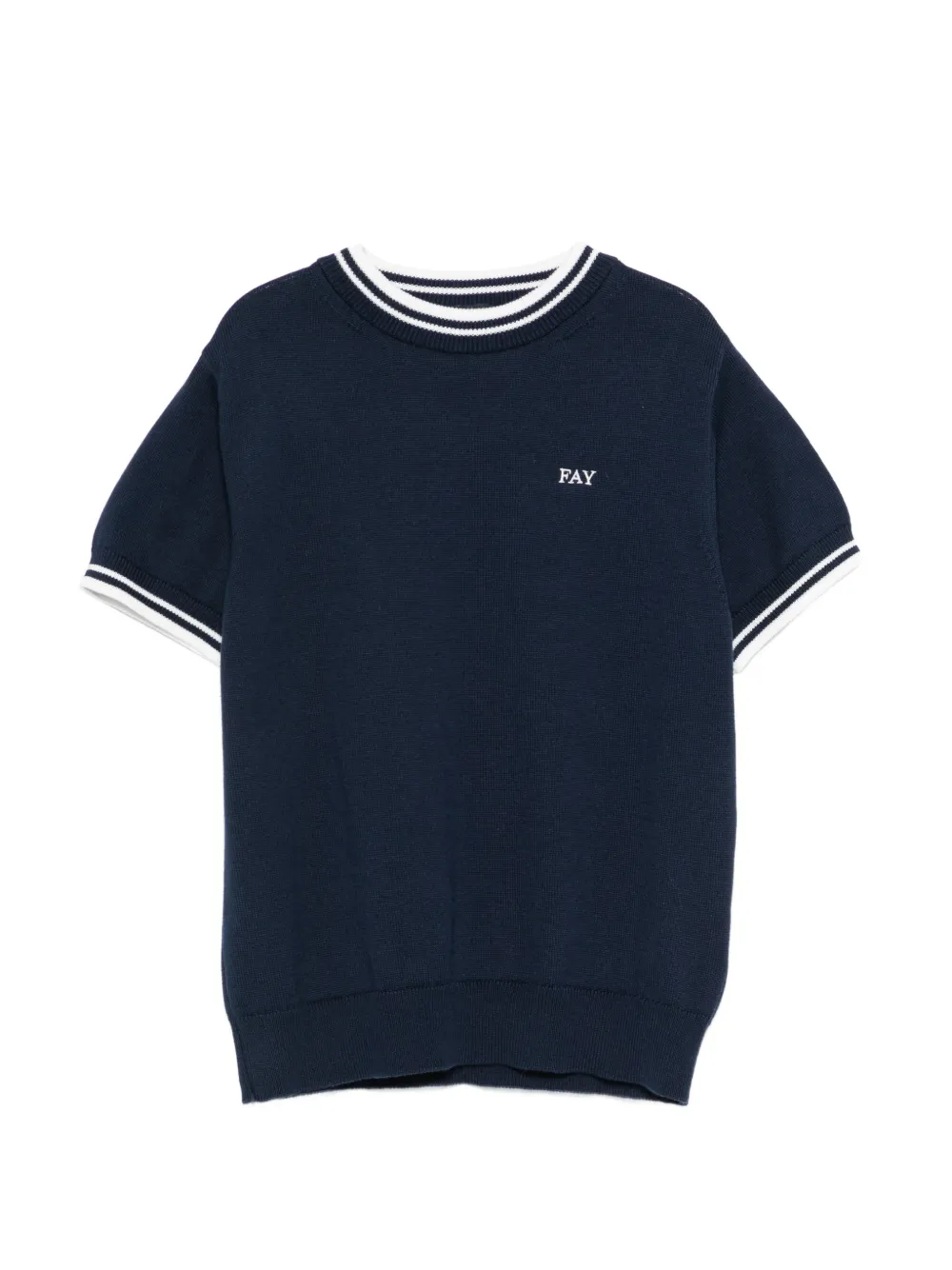 

Футболка с короткими рукавами и полосатой отделкой Fay Kids, синий