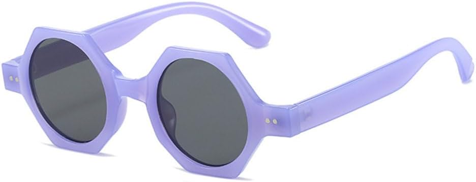 

Солнцезащитные очки LVTFCO в стиле ретро с многоугольными линзами для женщин, модные панк-очки, круглые солнцезащитные очки для мужчин, очки с шестиугольными заклепками, Purple Black