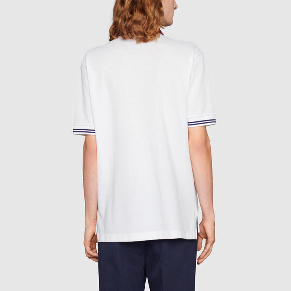 Рубашка поло Gucci Cotton Piquet Polo With Interlocking G, белый синий — фото 4