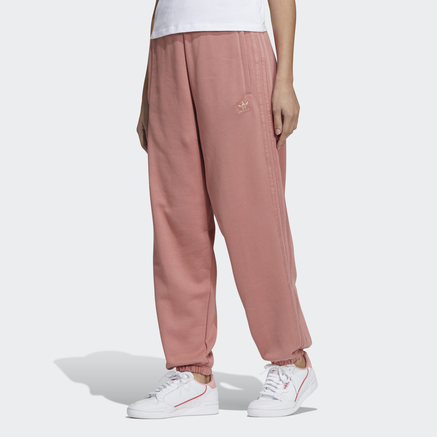 Трикотажные спортивные штаны женские дымчато-розовые Adidas Originals — фото 2