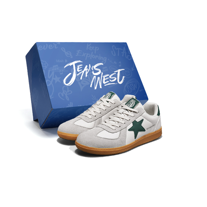 

JEANSWEST Звездные светящиеся противоскользящие скейтерские кеды унисекс бело-зеленые, цвет White Green