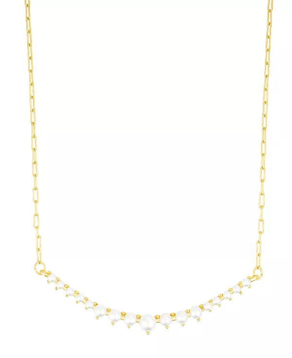 

Регулируемое ожерелье из искусственного жемчуга с изогнутой планкой Adornia, gold