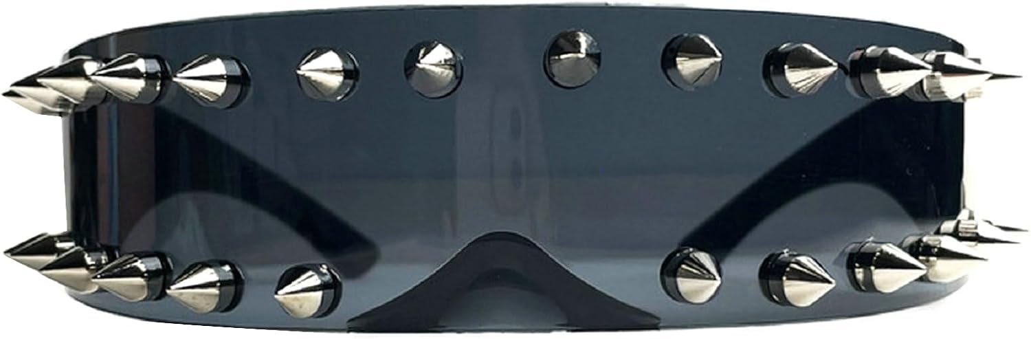 

Солнцезащитные очки Rivet для женщин и мужчин, ретро, ​​черные, с защитным экраном, в стиле ретро, ​​панк-рок, с обтекаемой формой и шипами, защита от ультрафиолета UV400 mincl, Black