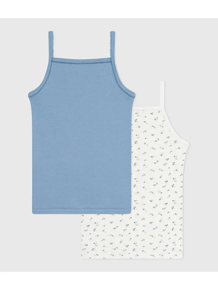 Комплект из 2 боди, с узором, PETIT BATEAU, кремовый/голубой — фото 2