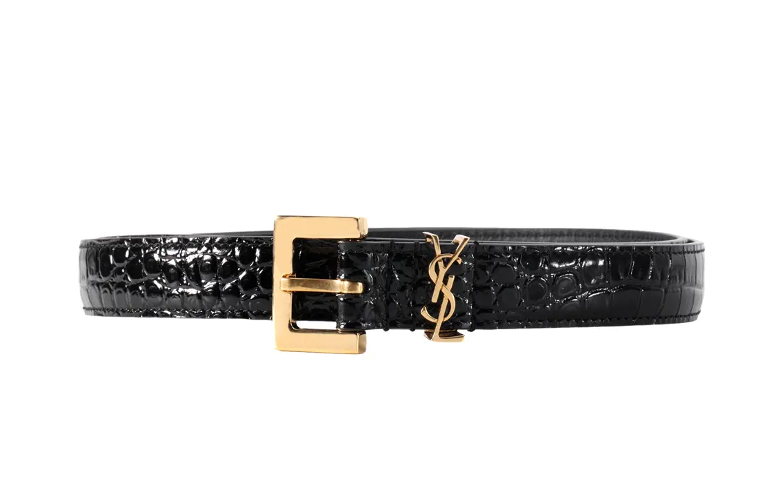 

Ремень Saint Laurent с квадратной пряжкой, черный