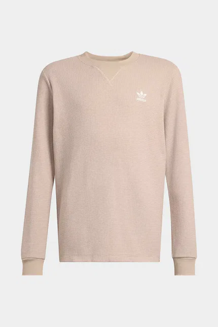 Лонгслив детский из эластичного трикотажа Adidas Originals, бежевый — фото 2