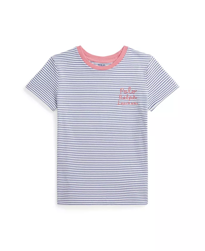 

Футболка с полосками и логотипом Big Girls Polo Ralph Lauren, мультиколор