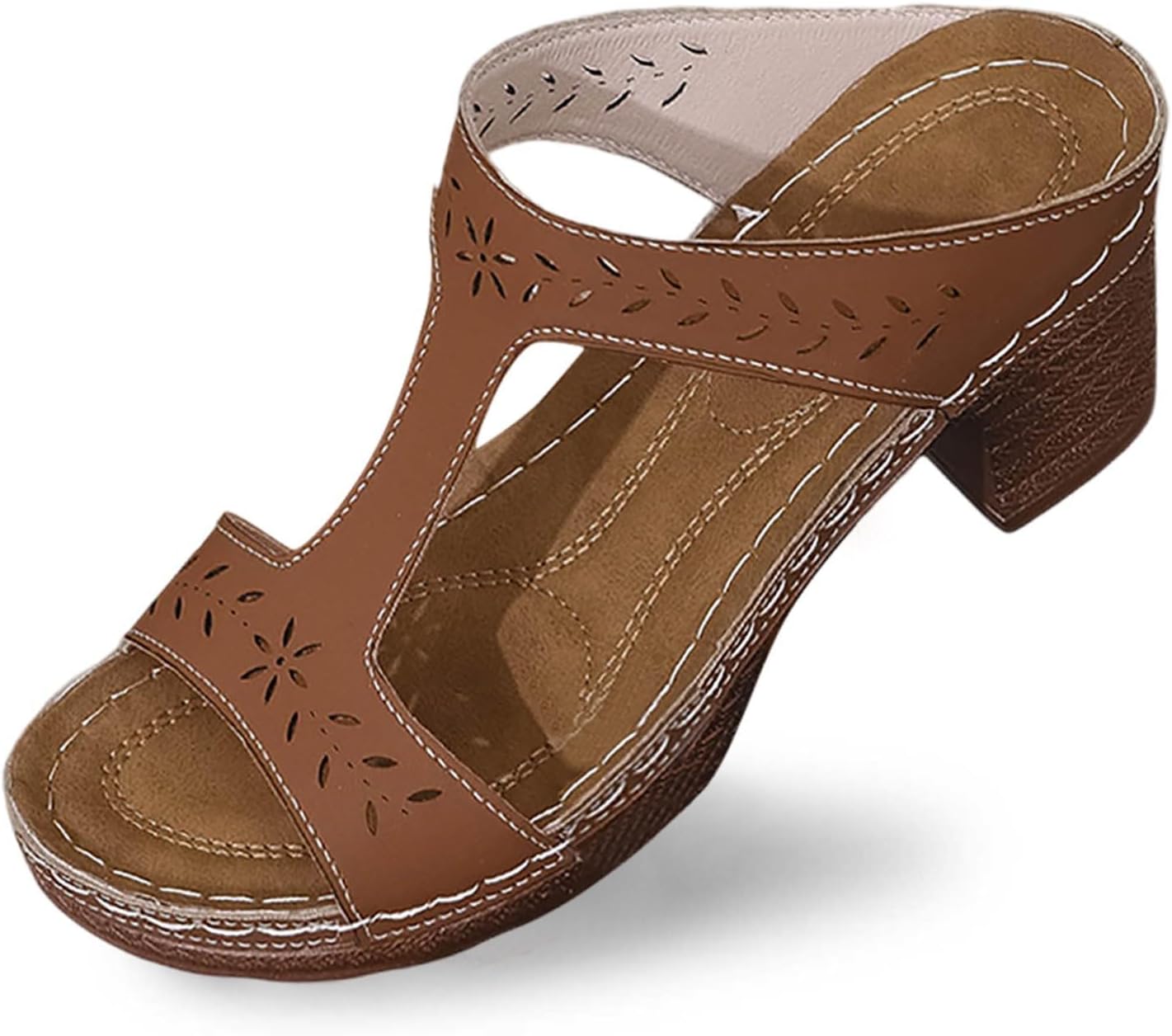 

Платформенные сандалии для женщин, повседневные, с поддержкой свода стопы, удобные ортопедические шлепанцы, летние сандалии для улицы, нарядные с открытым носком, обувь для прогулок Toumov, коричневый