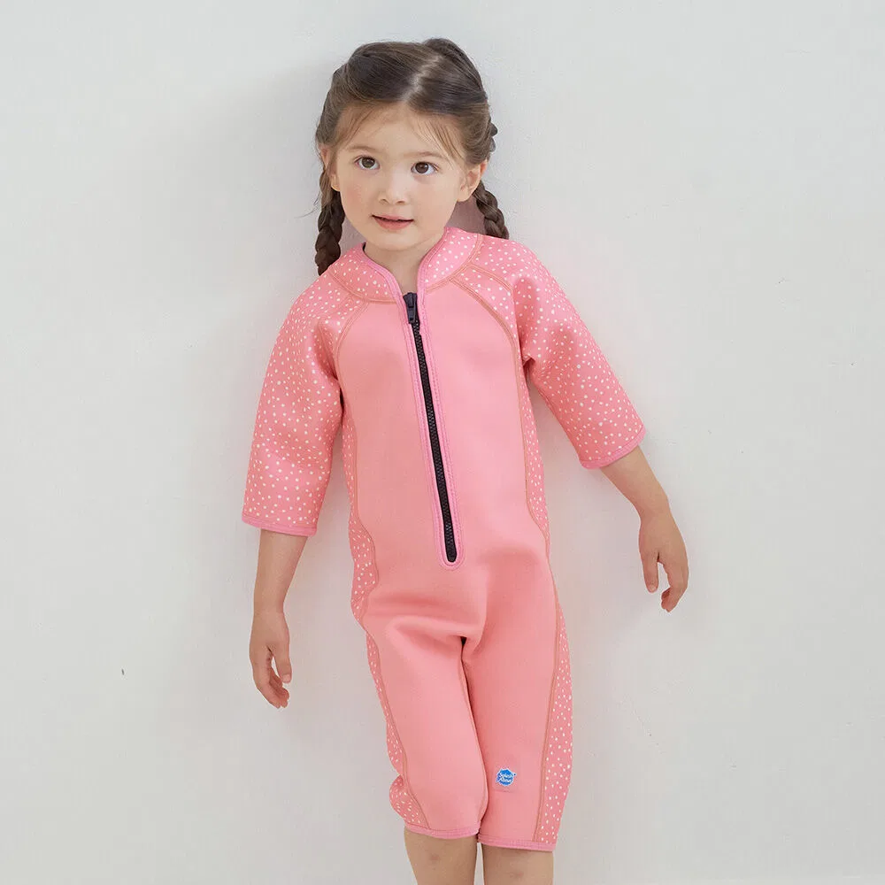 Детский короткий гидрокостюм Shorty розовый в горошек от Splash About — фото 2
