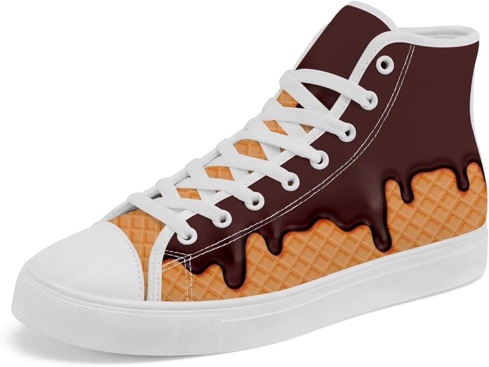 

Высокие кеды из холста с мороженым для мужчин и женщин, высокие кроссовки на шнуровке, повседневная обувь, подарки для мальчиков и девочек Chebing, желтый