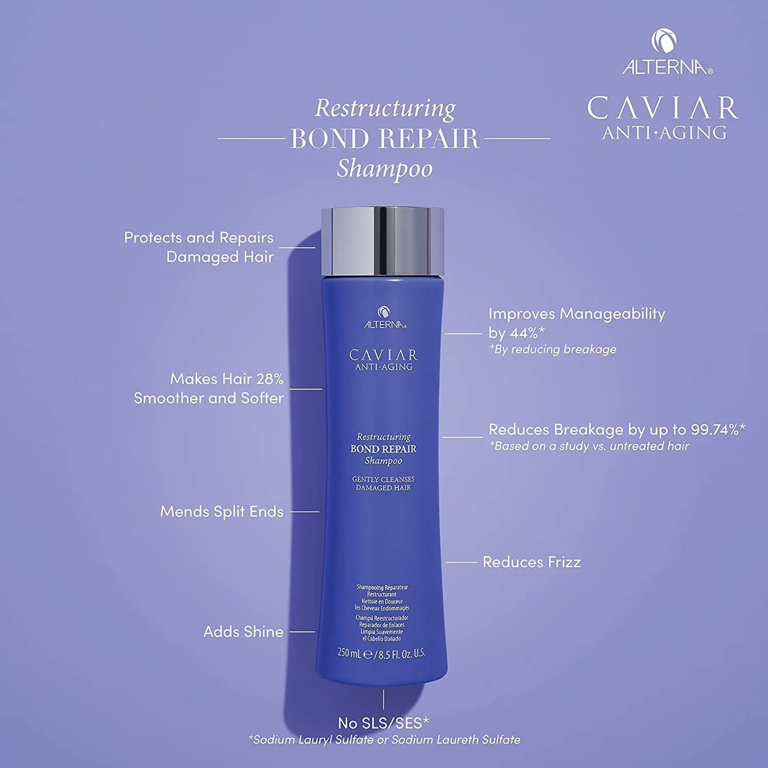 Шампунь Alterna Caviar Anti-Aging Restructuring Bond Repair, 8,5 унций (2 шт.) — фото 3