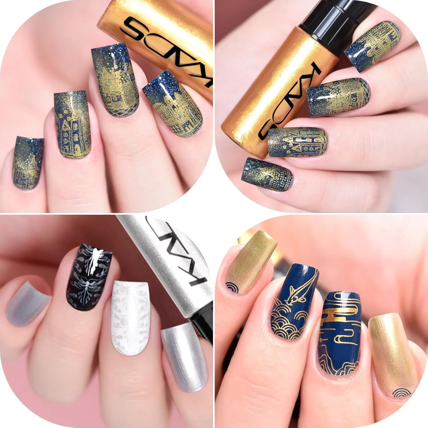 Набор из 6 лаков для ногтей с металлическим блеском Alexnailart, Red — фото 3
