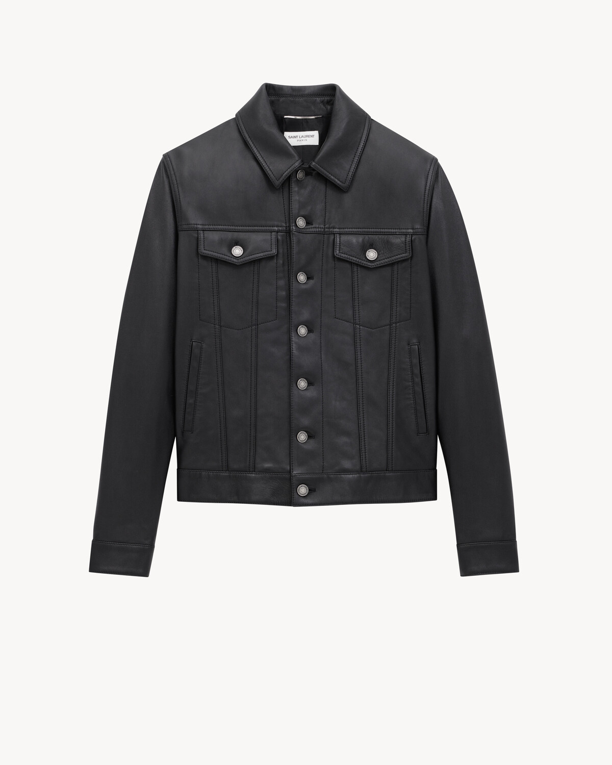 

Джинсовая куртка из ягнячьей кожи Saint Laurent, черный