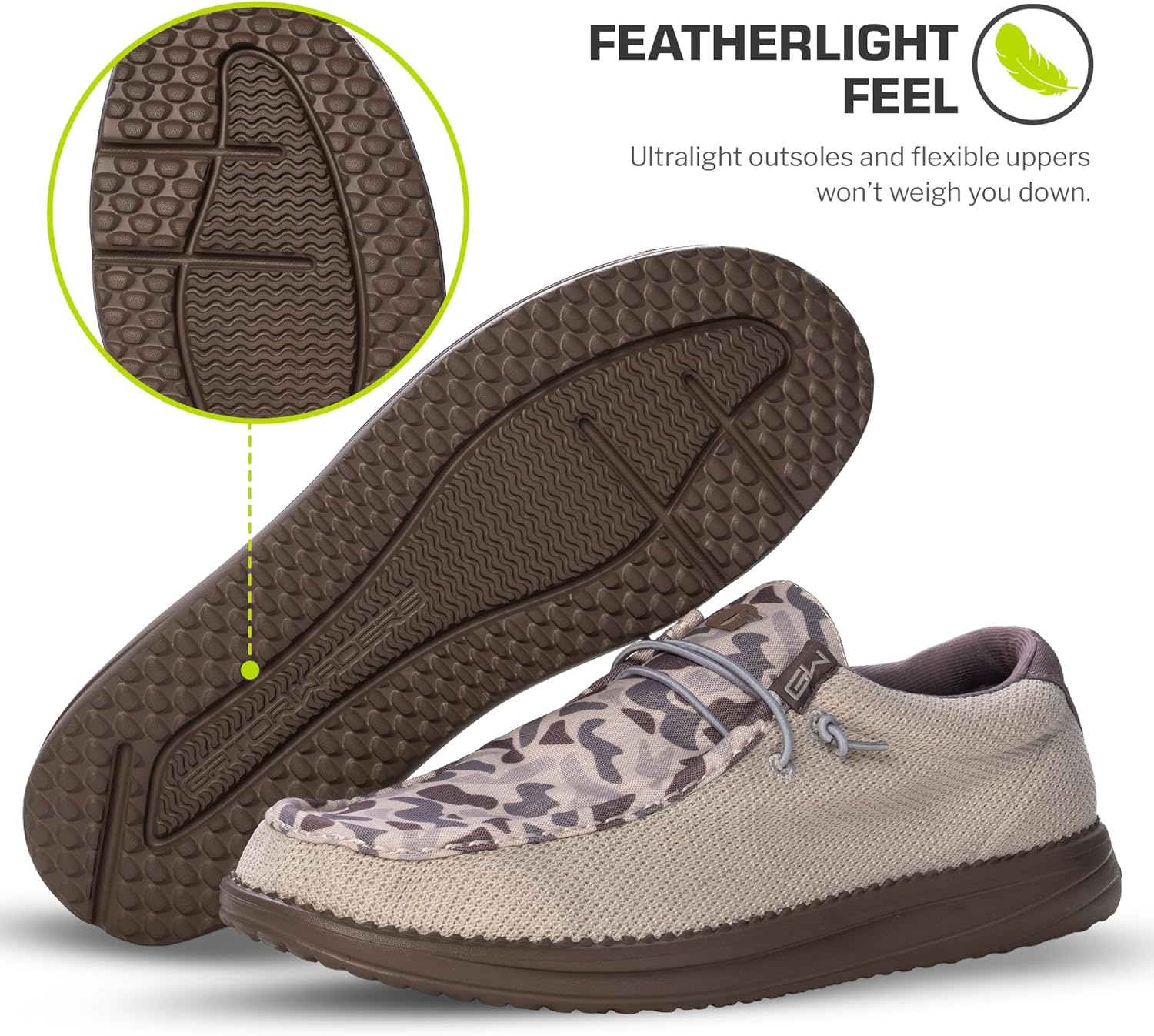 Мужские ботинки Gator Waders для кемпинга - дышащие лоферы без шнуровки - эластичные шнурки - сверхлегкая амортизация на весь день - удобная посадка, Wetland Old School Camo — фото 4