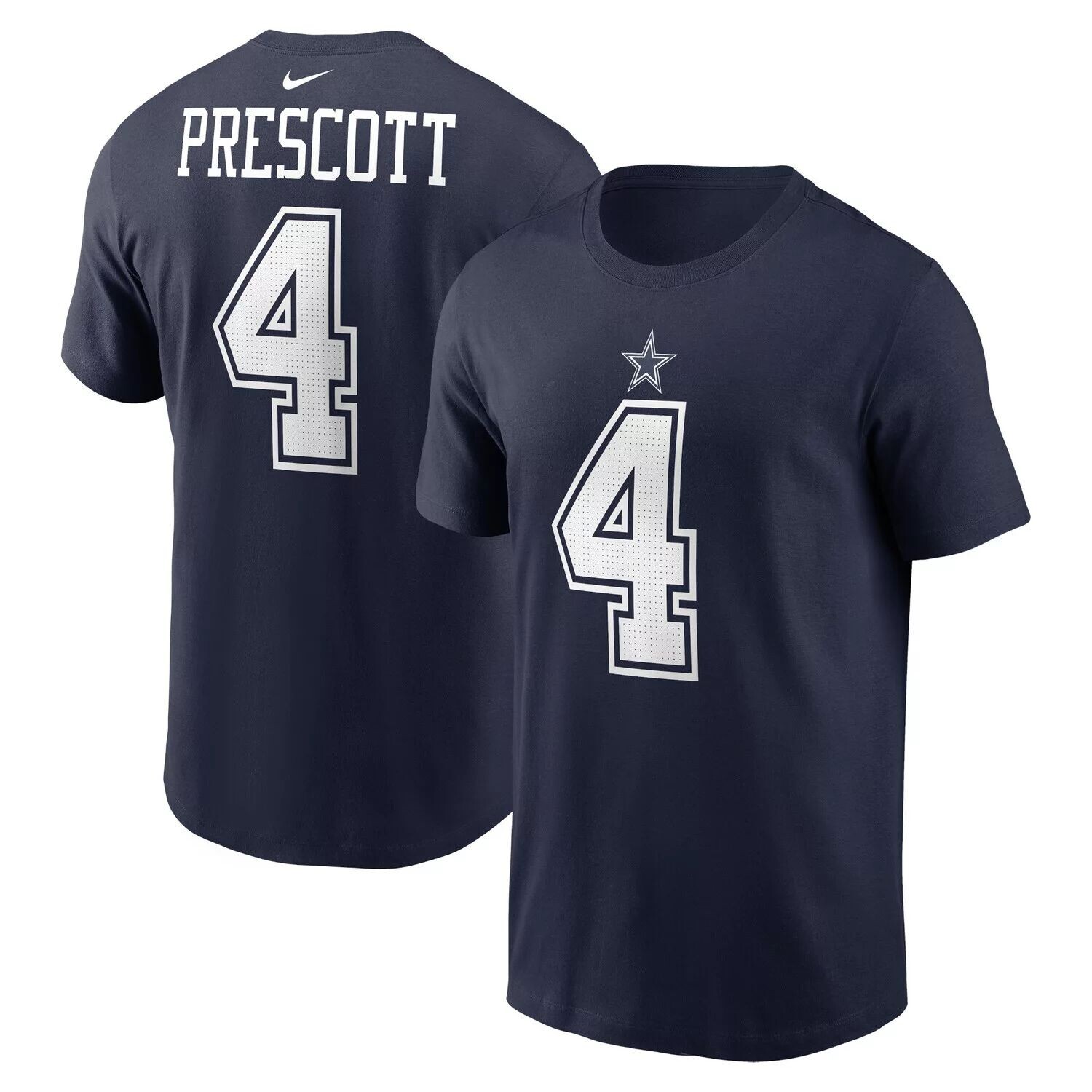 Мужская темно-синяя футболка Dak Prescott Dallas Cowboys с именем и номером игрока Nike — фото 4