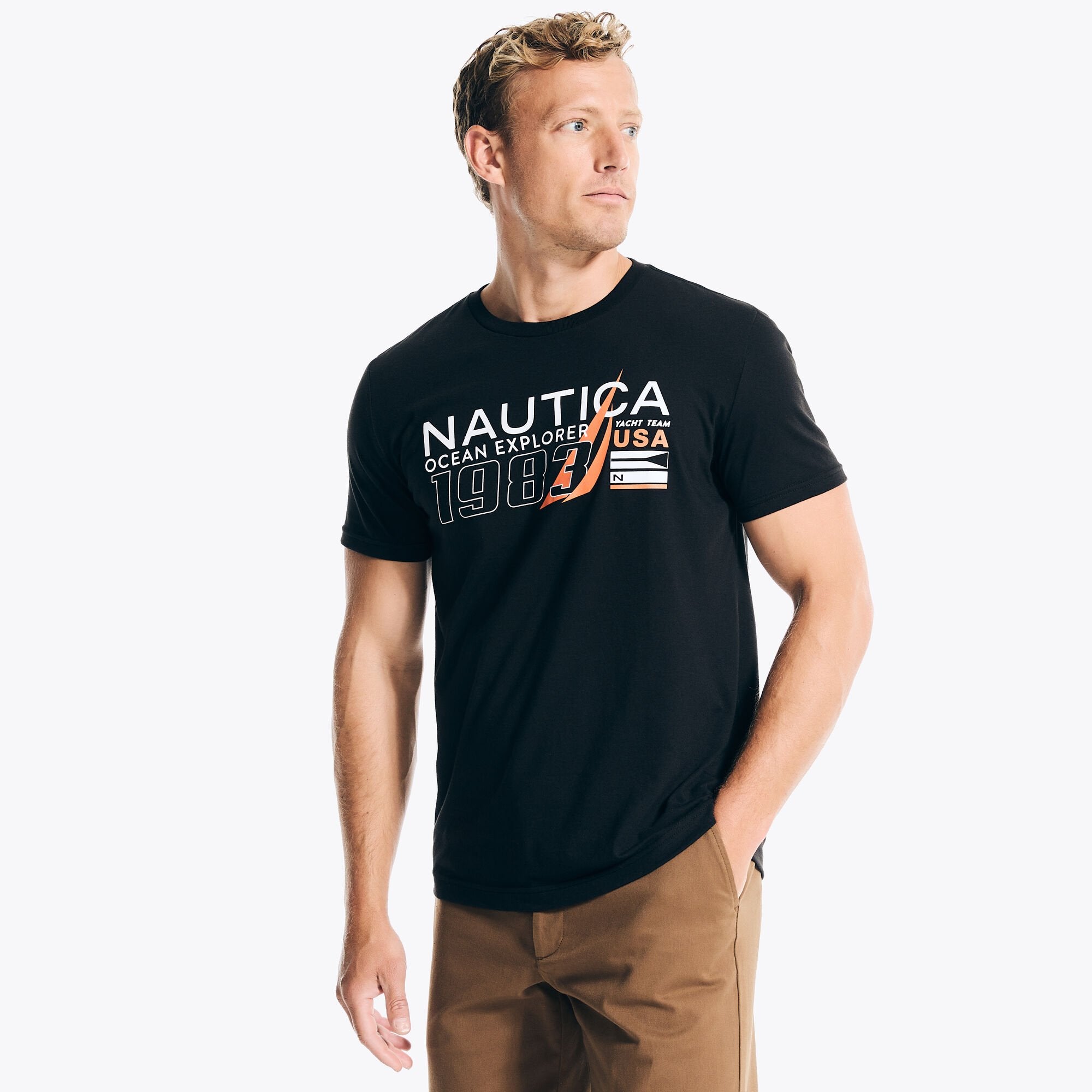 

Футболка Nautica Mens Ocean Explorer с графическим принтом, цвет true black