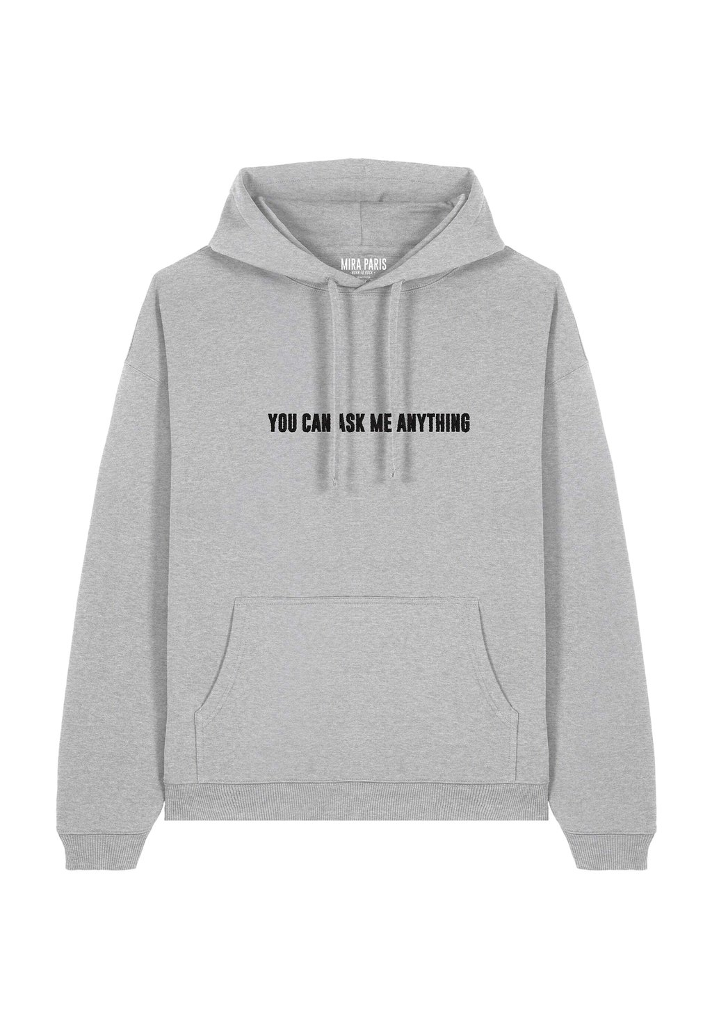 

Толстовка YOU CAN ASK ME ANYTHING EMBROIDERY UNISEX OVERSIZE - Hoodie Mira Paris, пятнистый серый