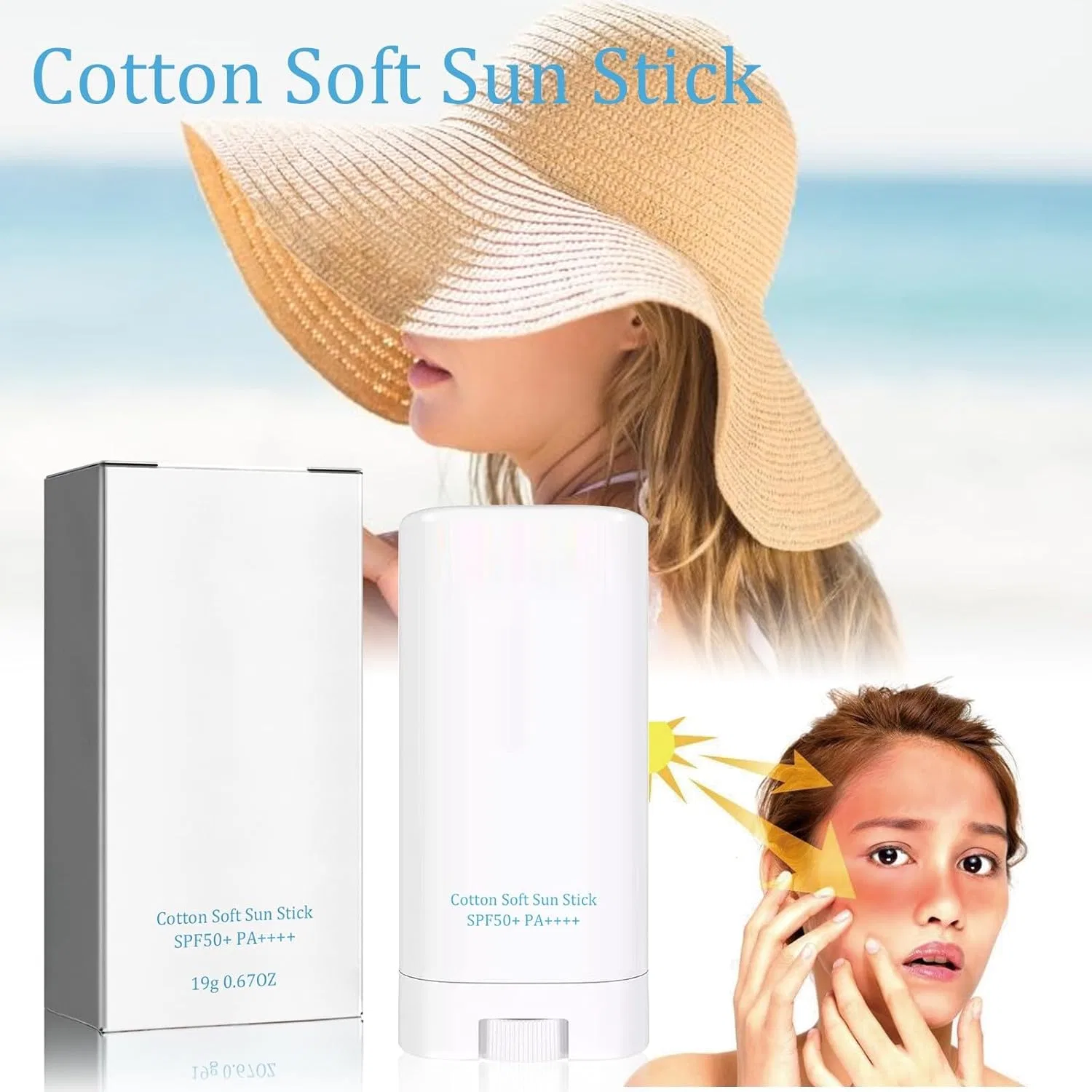 Солнцезащитный стик для лица Cotton Soft, освежающий, увлажняющий, розовый Generic — фото 2