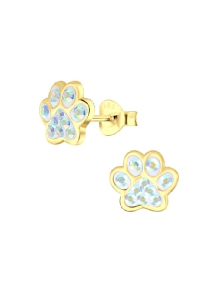 

Alexander York Серьги-гвоздики в виде отпечатков лап, золото, серебро 925 пробы, легкие кристаллы, комплект из 2 штук