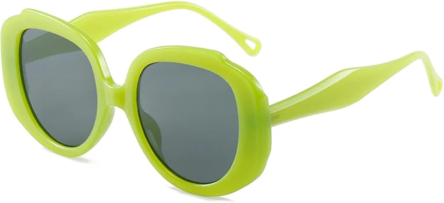 

Классические винтажные солнцезащитные очки в овальной оправе с большой оправой для женщин и мужчин, модные, роскошные, для летних путешествий, с защитой от УФ-излучения UV400 TKKTLLT, Green Gray