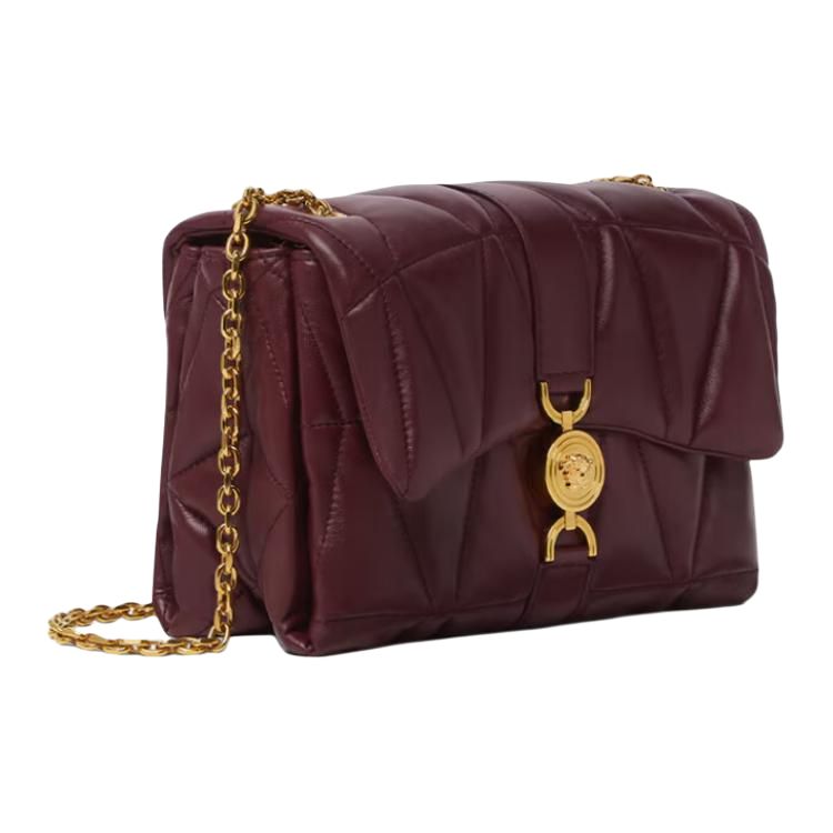 VERSACE FANSIZHE Kleio Lambskin Shoulder Bag Women's Burgundy Red — фото 2