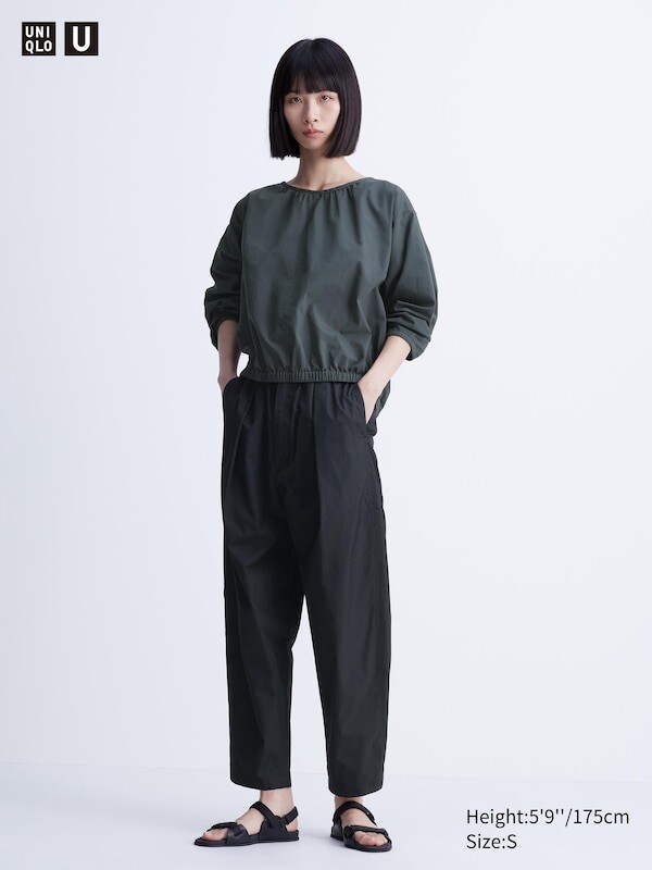 

Укороченные брюки с парашютом длинные Uniqlo, черный