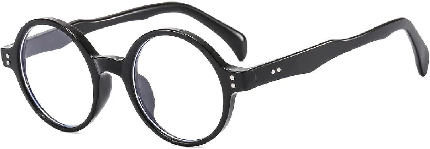 

Солнцезащитные очки с защитой от УФ-излучения UV400 для женщин и мужчин | Круглые, прозрачные линзы в стиле панк, с заклепками | для занятий спортом на открытом воздухе DSVIGF, Black Clear