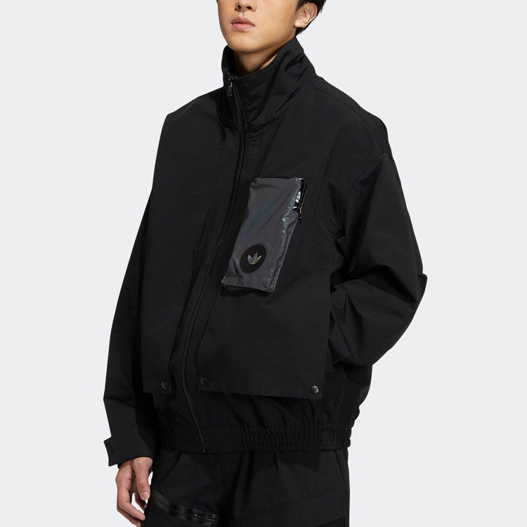 Куртка adidas originals 3D Pocket Logo Outdoor Cardigan Woven Stand Collar Jacket Black H58069 — фото 2