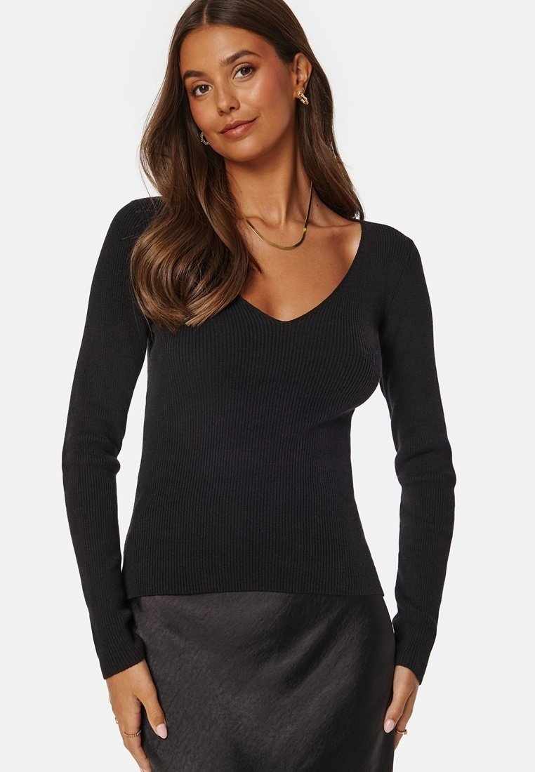 

Футболка с длинным рукавом V-NECK KNITTED TOP Bubbleroom, черный