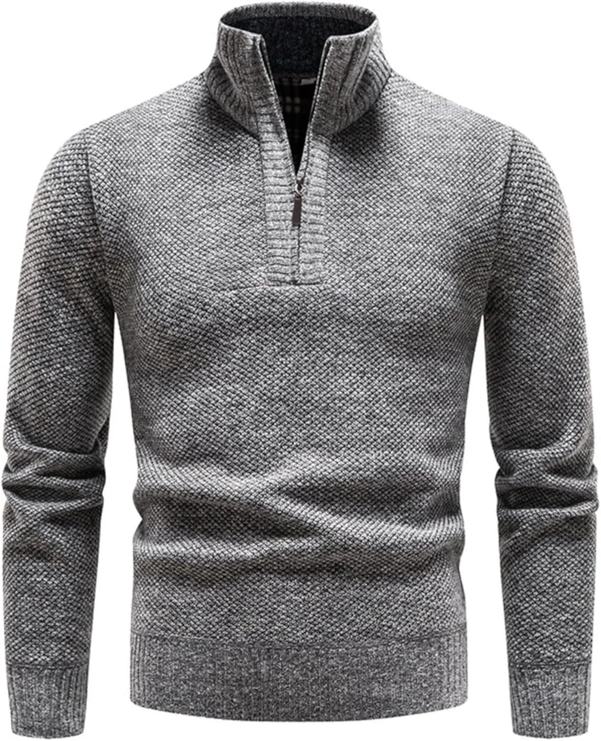 

Мужской классический свитер с четвертью молнии, длинный рукав, воротник стойка, slim fit