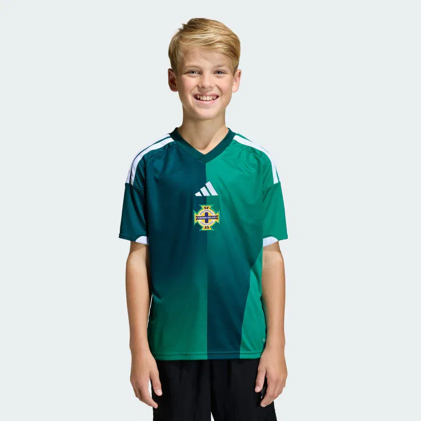 Детская домашняя футболка adidas сборной Северной Ирландии, размер 26, Glory Green / White — фото 3