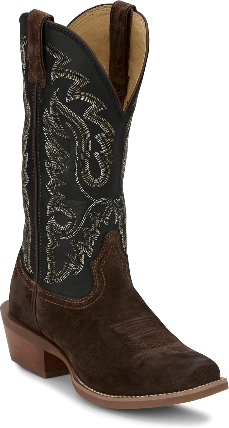 

Мужские сапоги Justin Cowboy Town 13 - прочная кожаная западная модель, классический дизайн, удобная посадка для повседневной носки, коричневый