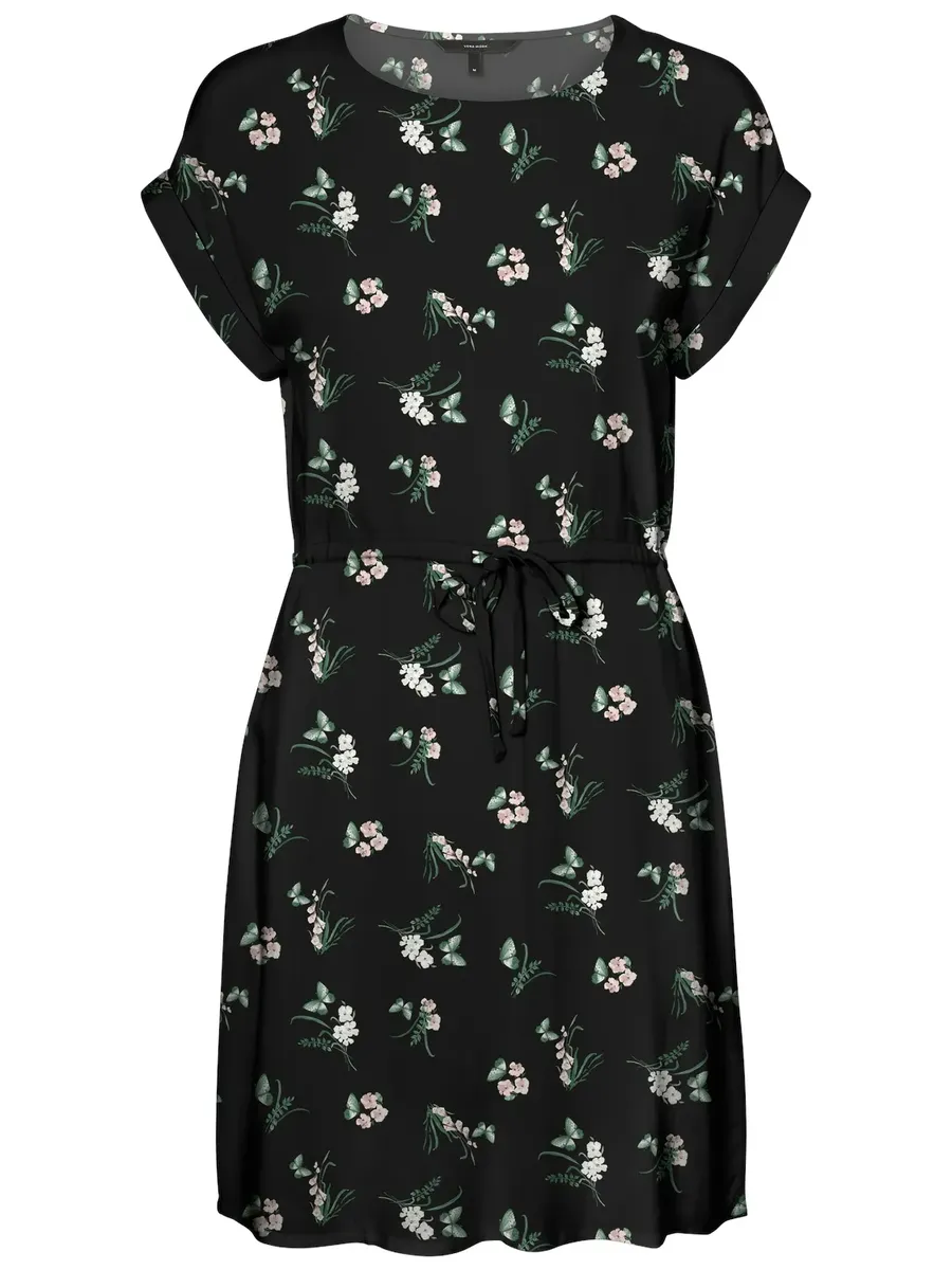 

Мини-платье Vero Moda "VMEASY JOY S/S TIE SHORT DRESS WVN GA", черный