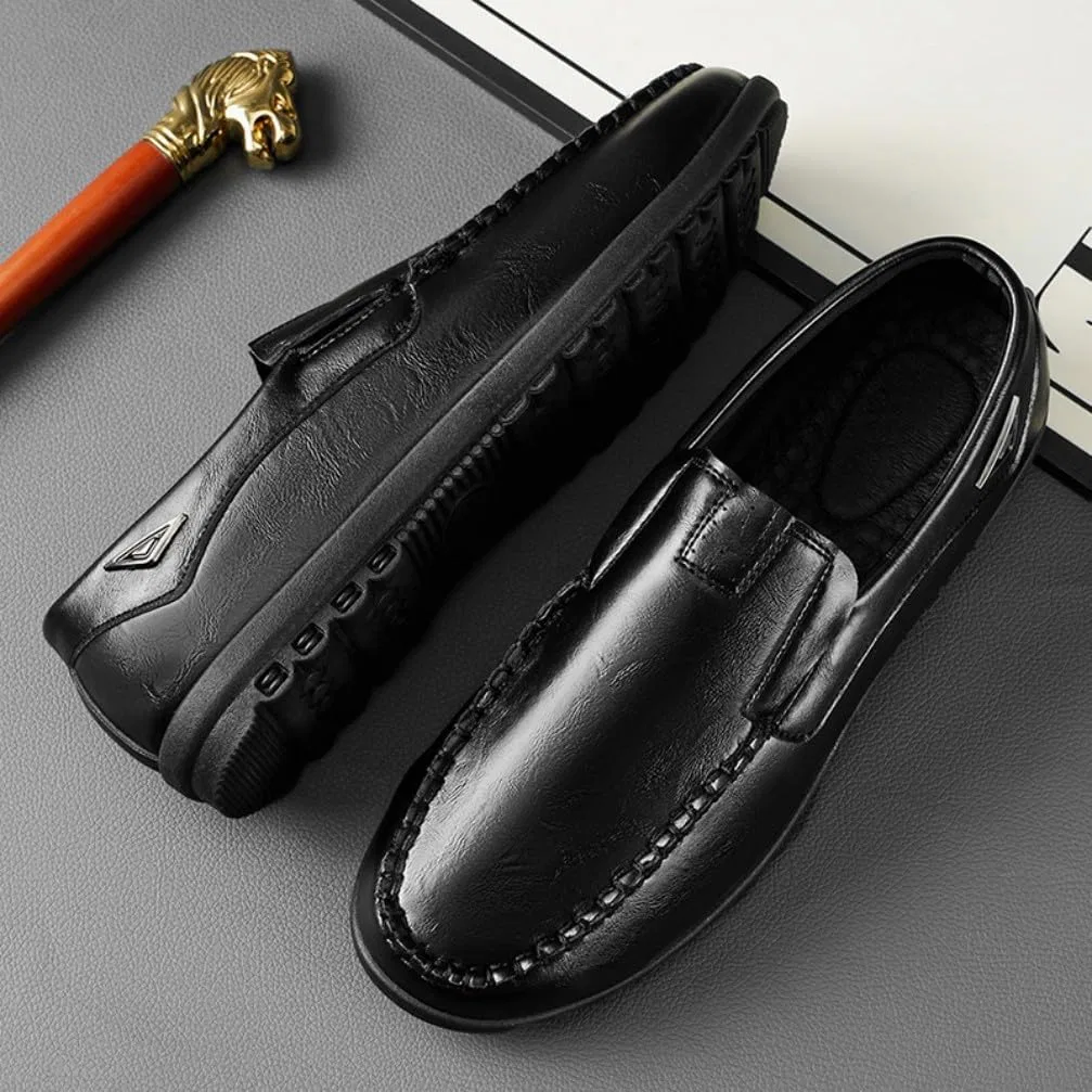 Туфли лоферы кожаные Mens Loafers, 9900 Black Adornosbt — фото 3