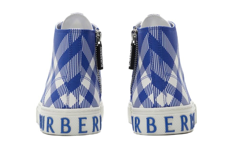 Кеды высокие Burberry с принтом, синий — фото 4