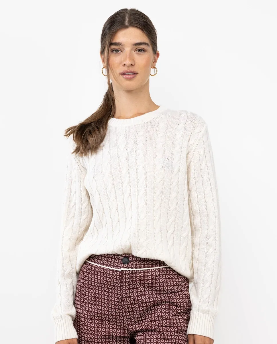 

Женский джемпер с косами и круглый вырез El Ganso, белый