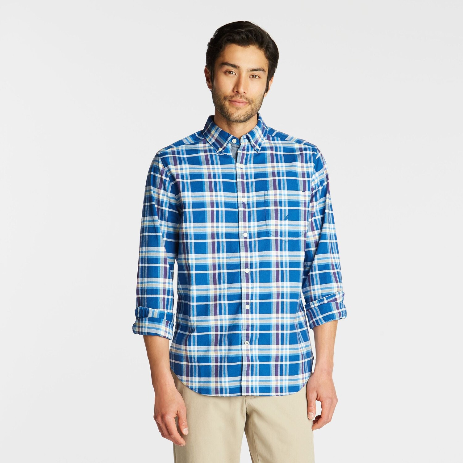 

Мужская оксфордская рубашка в клетку Nautica Big & Tall, цвет Limoges