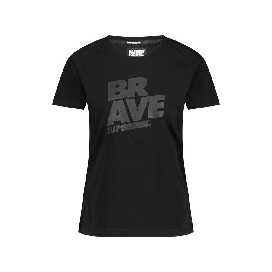 

SUPERREBEL GEAR Женская футболка с принтом логотипа – Черная – AMY_