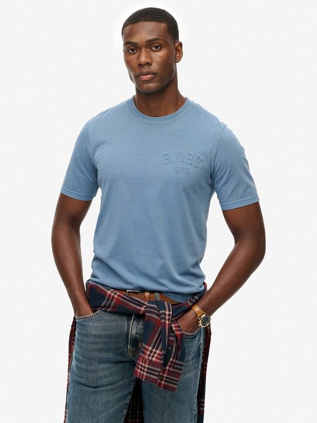 

Хлопковая футболка с логотипом, рельефная, свободного кроя, с короткими рукавами Superdry, Moonlight Blue