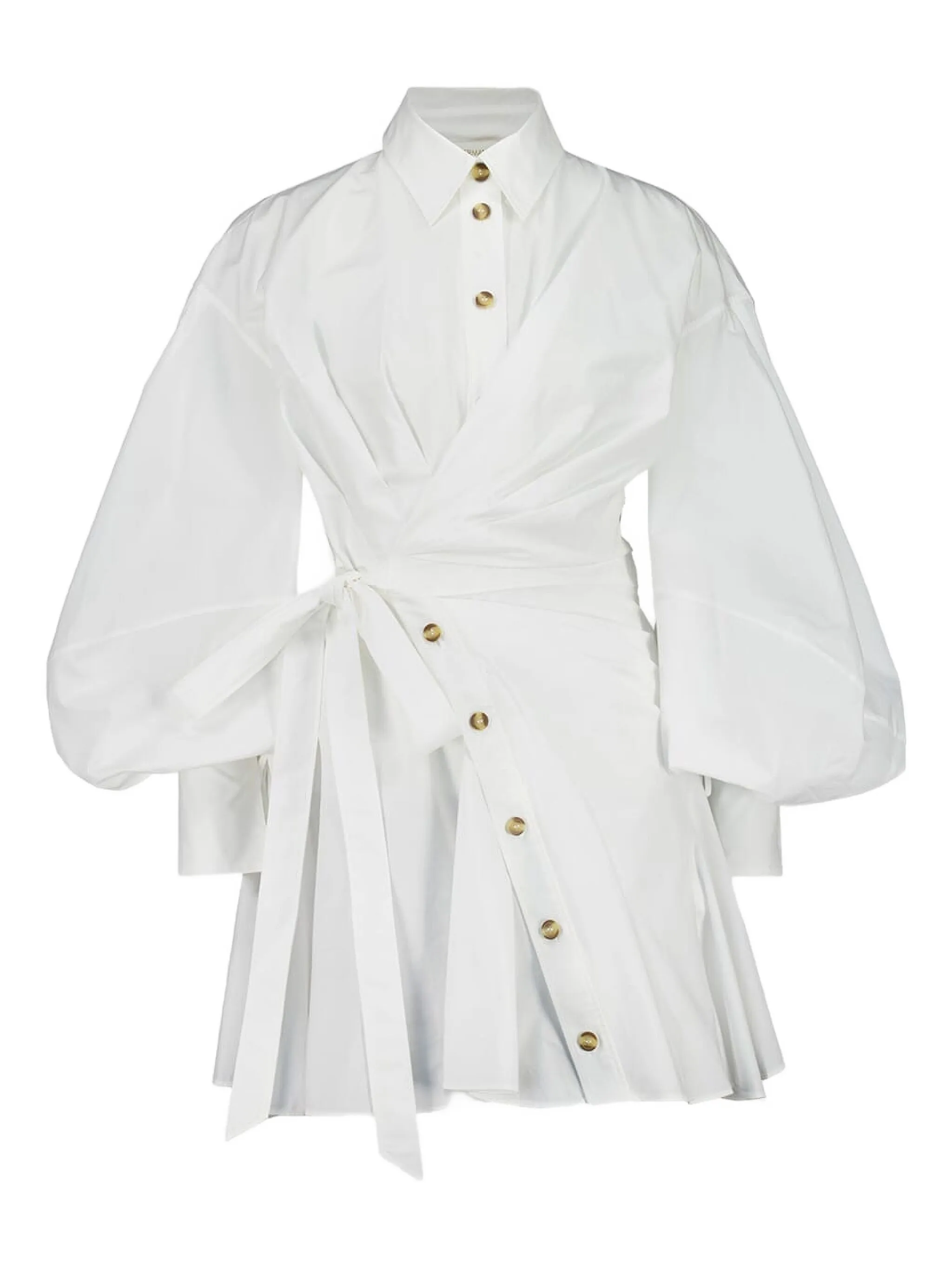 

Мини-платье с завязками на рукавах-баллонах Zimmermann, белый