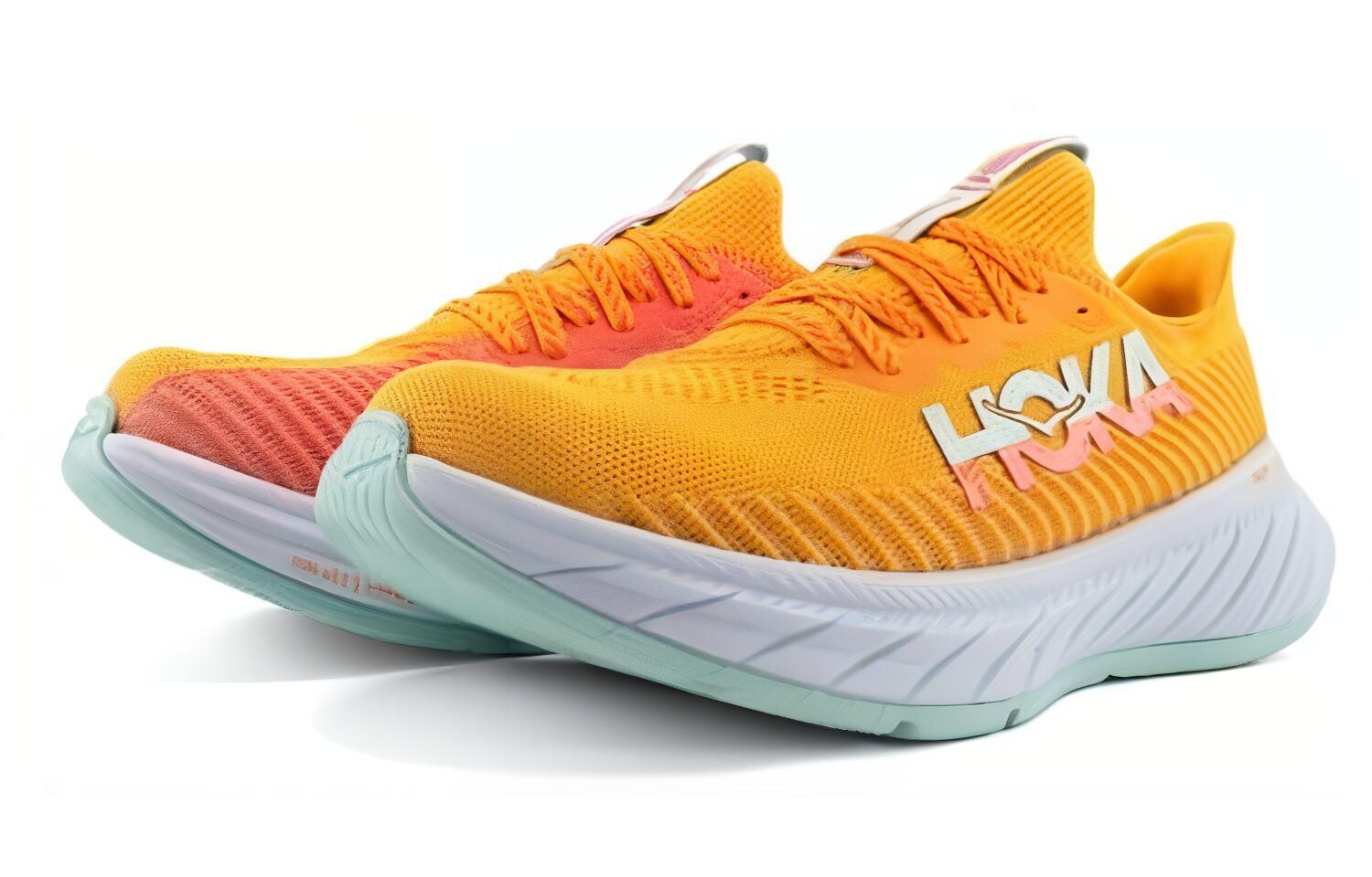 Кроссовки женские Carbon X3 с низким верхом Laser Yellow/Camellia Orange Hoka One One — фото 3