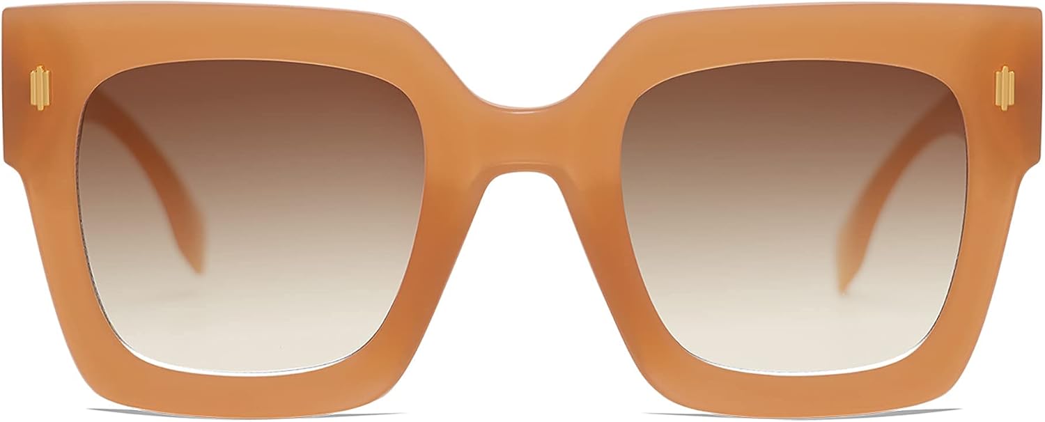 

Винтажные большие квадратные солнцезащитные очки SOJOS для женщин, ретро-очки большого размера класса люкс для женщин с защитой от УФ-излучения UV400 SJ2194, Milky Orange Frame/Brown Grading Lens