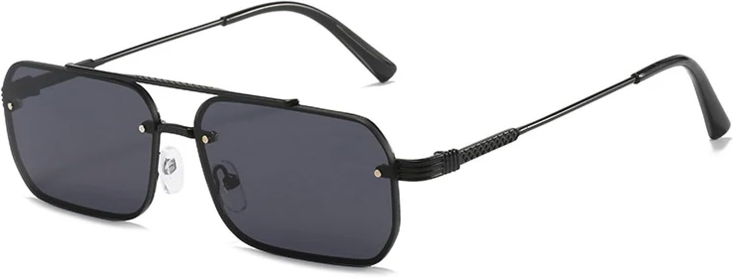 

Модные классические солнцезащитные очки маленького размера для женщин и мужчин, в стиле ретро, ​​с двойной перемычкой, для вождения, защита от УФ-излучения UV400 TKKTLLT, Black Gray