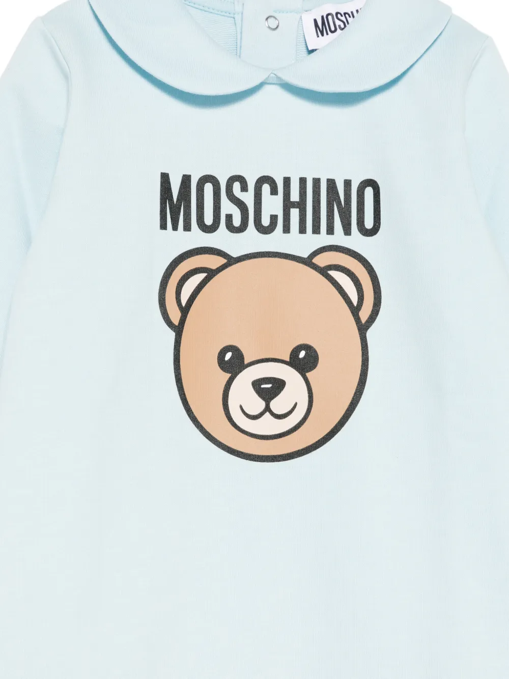 Комплект боди с воротником и принтом медведя (набор из трех) Moschino Kids, синий — фото 2