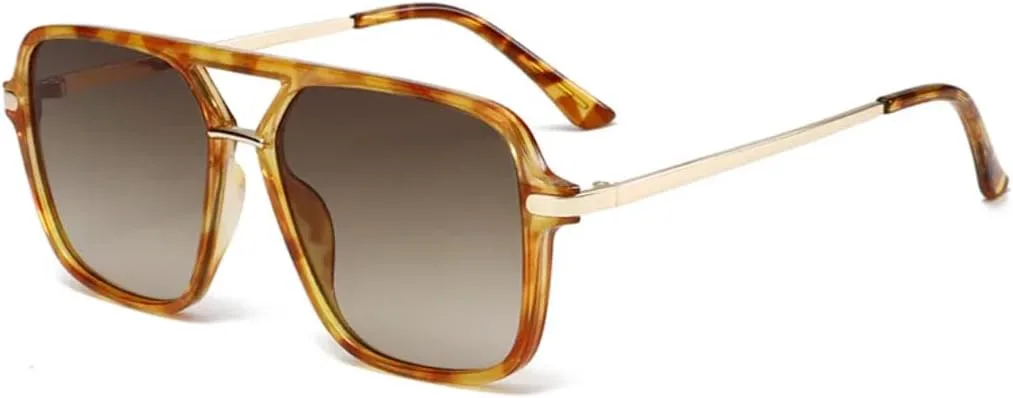 

Модные солнцезащитные очки с двойной перемычкой для женщин и мужчин, ретро-очки с градиентным переходом, солнцезащитные очки UV400 TKKTLLT, Amber Tea Gradient