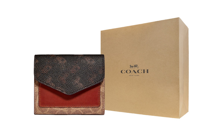 

COACH Кожаный кошелек Wyn для женщин, темно-коричневый